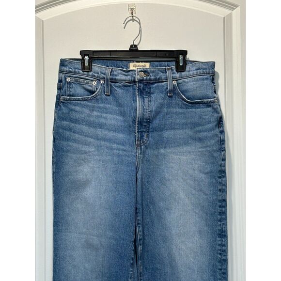 Madewell The Perfect Vintage Wide Leg Crop Jeans Raw Hem Size 12 / 31 - Picture 6 of 9